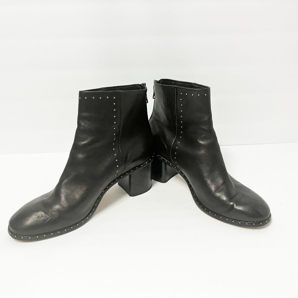 Rag & Bone Willow Black Leather Studded Accents Booties Size 38 - Picture 5 of 8
